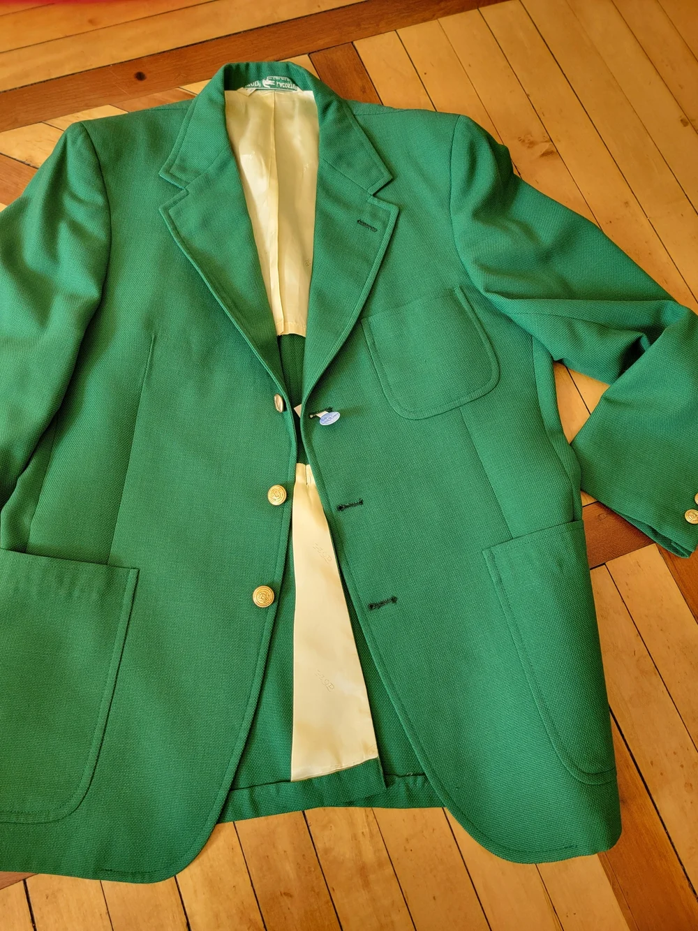 Vintage Men's 1960s Izod Lacoste Green Blazer Jacket Deadstock 44 Chest